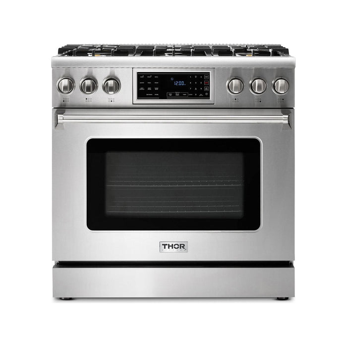 Thor Kitchen 36 In. Natural Gas Range, Microwave Drawer, Refrigerator, Dishwasher Appliance Package