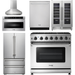 Thor Kitchen 36 In. Natural Gas Range, Range Hood, Microwave Drawer, Refrigerator, Dishwasher, Wine Cooler Appliance Package