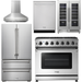 Thor Kitchen 36 In. Natural Gas Range, Range Hood, Refrigerator, Dishwasher, Wine Cooler Appliance Package