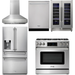 Thor Kitchen 36 In. Natural Gas Range, Range Hood, Refrigerator with Water and Ice Dispenser, Dishwasher, Wine Cooler Appliance Package