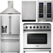 Thor Kitchen 36 in. Natural Gas Range, Range Hood, Refrigerator with Water and Ice Dispenser, Dishwasher, Wine Cooler Appliance Package