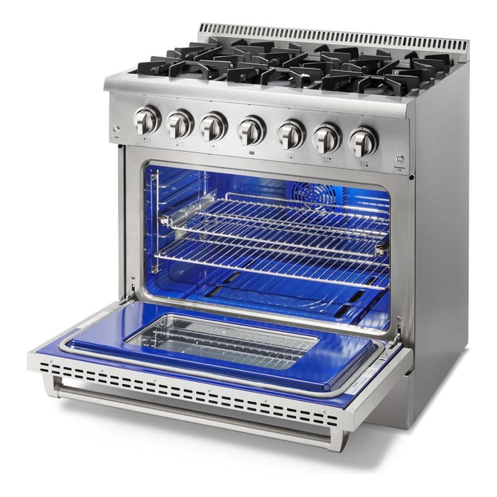 Thor Kitchen 36 in. Propane Gas Burner/Electric Oven Range in Stainless Steel, HRD3606ULP