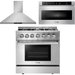 Thor Kitchen 36 in. Propane Gas Burner/Electric Oven Range, Range Hood, Microwave Drawer Appliance Package