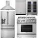 Thor Kitchen 36 In. Propane Gas Burner/Electric Oven Range, Range Hood, Refrigerator with Water and Ice Dispenser, Dishwasher, Wine Cooler Appliance Package