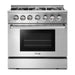 Thor Kitchen 36 In. Propane Gas Burner/Electric Oven Range, Range Hood, Refrigerator with Water and Ice Dispenser, Dishwasher, Wine Cooler Appliance Package