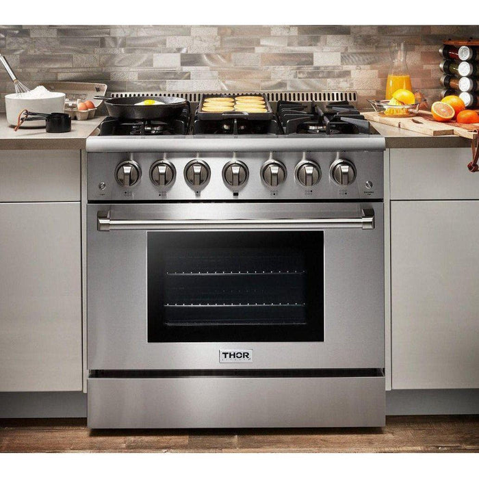 Thor Kitchen 36 In. Propane Gas Range and Range Hood Appliance Package