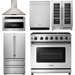 Thor Kitchen 36 In. Propane Gas Range, Range Hood, Microwave Drawer, Refrigerator, Dishwasher, Wine Cooler Appliance Package