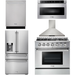 Thor Kitchen 36 in. Propane Gas Range, Range Hood, Microwave Drawer, Refrigerator with Water and Ice Dispenser, Dishwasher Appliance Package