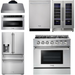 Thor Kitchen 36 In. Propane Gas Range, Range Hood, Microwave Drawer, Refrigerator with Water and Ice Dispenser, Dishwasher, Wine Cooler Appliance Package