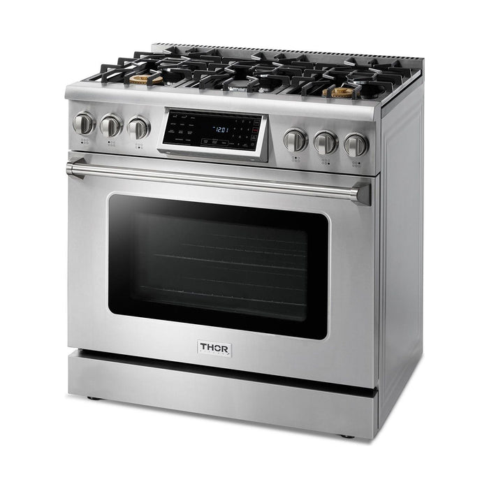 Thor Kitchen 36 Inch Air Fry and Self-Clean Professional Propane Gas Range TRG3601LP