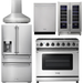 Thor Kitchen 36 Inch Propane Gas Range, Range Hood, Refrigerator with Water and Ice Dispenser, Dishwasher, Wine Cooler Appliance Package