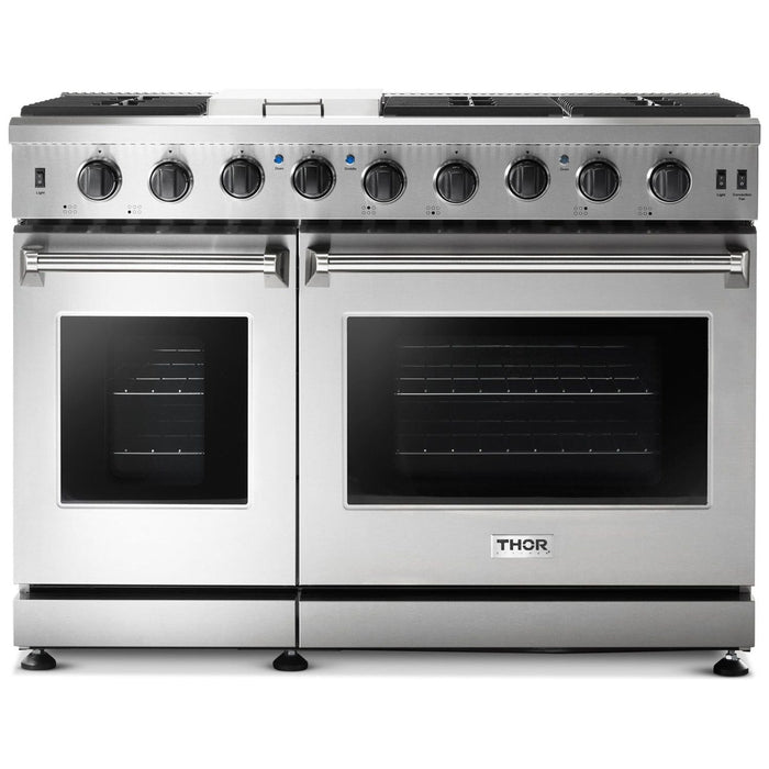 Thor Kitchen 48 in. 6.8 Cu. Ft. Double Oven Natural Gas Range in Stainless Steel LRG4807U