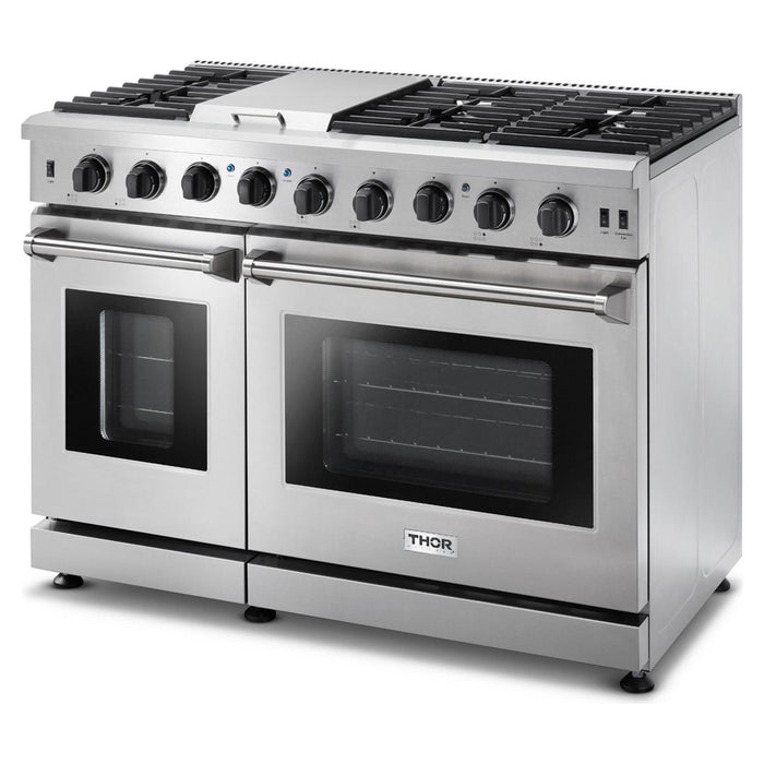 Thor Kitchen 48 in. 6.8 Cu. Ft. Double Oven Natural Gas Range in Stainless Steel LRG4807U