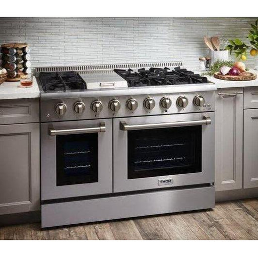 Thor Kitchen 48 In. Dual Fuel Range, Range Hood, Refrigerator, Dishwasher Appliance Package