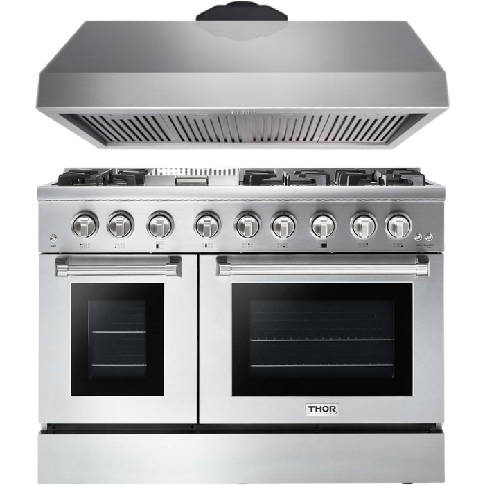 Thor Kitchen 48 in. Gas Burner, Electric Oven Range and Range Hood Appliance Package