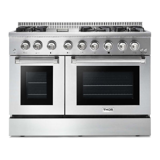 Thor Kitchen 48 in. Gas Burner/Electric Oven Range, Range Hood, Microwave Drawer Appliance Package