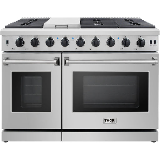 Thor Kitchen 48 in. Gas Range, Range Hood, Dishwasher, Refrigerator with Water and Ice Dispenser Appliance Package