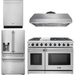 Thor Kitchen 48 in. Gas Range, Range Hood, Dishwasher, Refrigerator with Water and Ice Dispenser Appliance Package