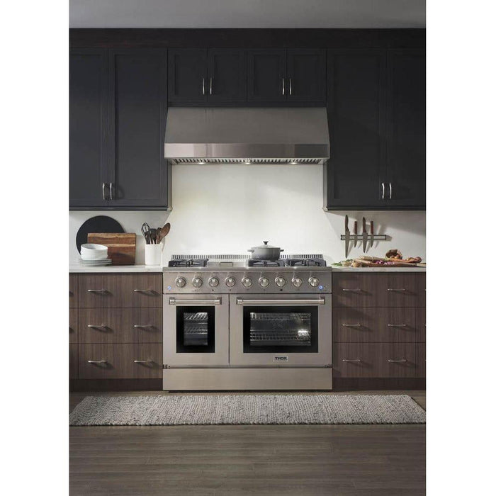 Thor Kitchen 48 in. Gas Range, Range Hood, Microwave Drawer Appliance Package