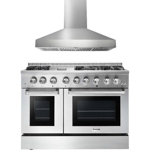 Thor Kitchen 48 in. Propane Gas Burner, Electric Oven Range and Range Hood Appliance Package