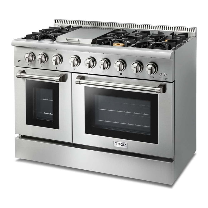 Thor Kitchen 48 in. Propane Gas Burner, Electric Oven Range and Range Hood Appliance Package