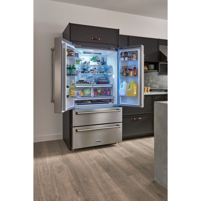 Thor Kitchen Professional 36 In. Counter Depth 22.5 Cu. Ft. Refrigerator Stainless Steel TRF3602