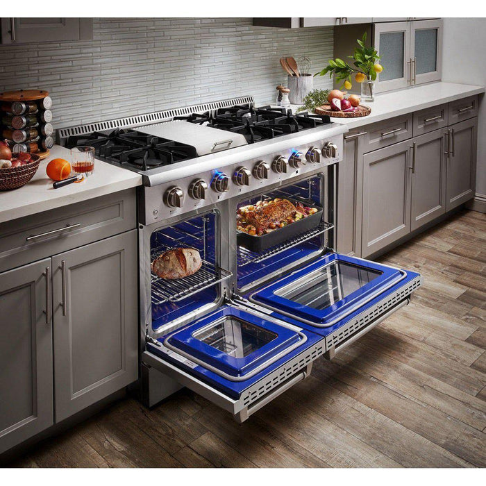 Thor Kitchen Professional 48 in. Propane Gas Range, Range Hood Appliance Package