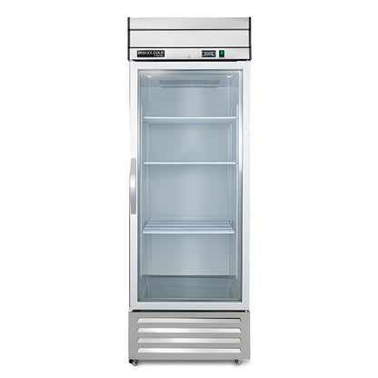 Maxx Cold V-Series 1 Glass Door Reach-In Refrigerator, Bottom Mount, in Stainless Steel - MVR-23GDHC