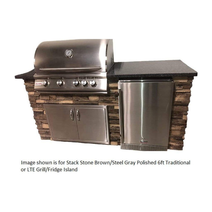 Tru Innovative 6ft B26021101C LTE Grill/Fridge Island(Grill on L) with Countertop Overhang Cut