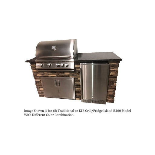 Tru Innovative 6ft B26121101C LTE Grill/Fridge Island(Grill on R) with Countertop Overhang Cut