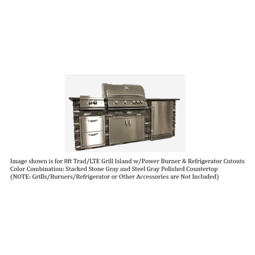 Tru Innovative 8ft B28011101C Traditional LTE Grill Island with Countertop Overhang Cut