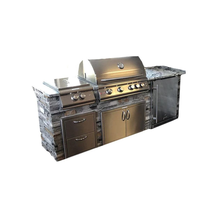 Tru Innovative 8ft B28011201C Traditional LTE Grill Island with Countertop Overhang Cut