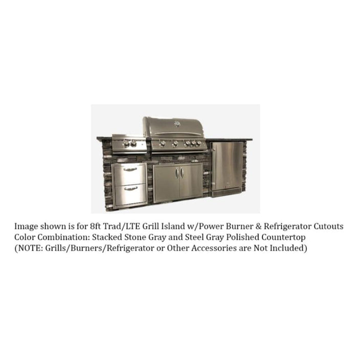 Tru Innovative 8ft B28011202C Traditional LTE Grill Island with Countertop Overhang Cut