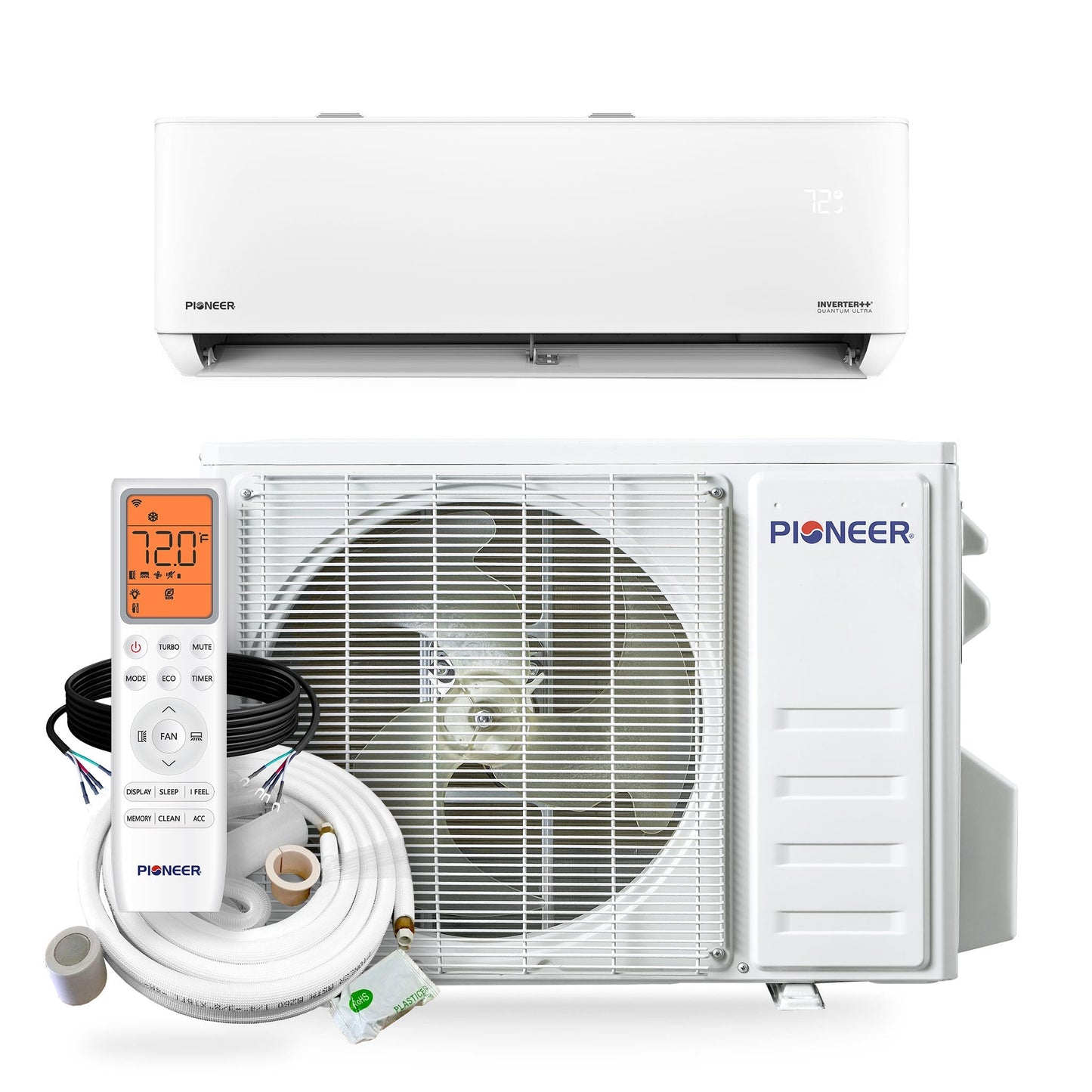 Pioneer Quantum Ultra 9,000 BTU 24 SEER2 115V High-Wall Ductless Energy-Star Mini-Split Air Conditioner Inverter Heat Pump Full Set - WYT009ALSI24RL