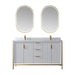 Vinnova Granada Double Vanity with White Composite Grain Stone Countertop With Mirror