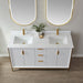 Vinnova Granada Double Vanity with White Composite Grain Stone Countertop With Mirror