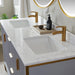 Vinnova Granada Double Vanity with White Composite Grain Stone Countertop With Mirror