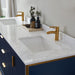 Vinnova Granada Double Vanity with White Composite Grain Stone Countertop With Mirror