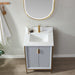 Vinnova Granada Single Vanity with White Composite Grain Stone Countertop With Mirror