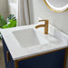 Vinnova Granada Single Vanity with White Composite Grain Stone Countertop With Mirror