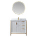 Vinnova Granada Single Vanity with White Composite Grain Stone Countertop With Mirror