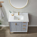 Vinnova Granada Single Vanity with White Composite Grain Stone Countertop With Mirror