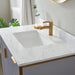 Vinnova Granada Single Vanity with White Composite Grain Stone Countertop With Mirror