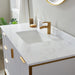 Vinnova Granada Single Vanity with White Composite Grain Stone Countertop With Mirror