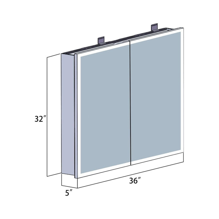 Vinnova Perma Rectangle Frameless Lighted Medicine Cabinet Wall Mounted Mirror