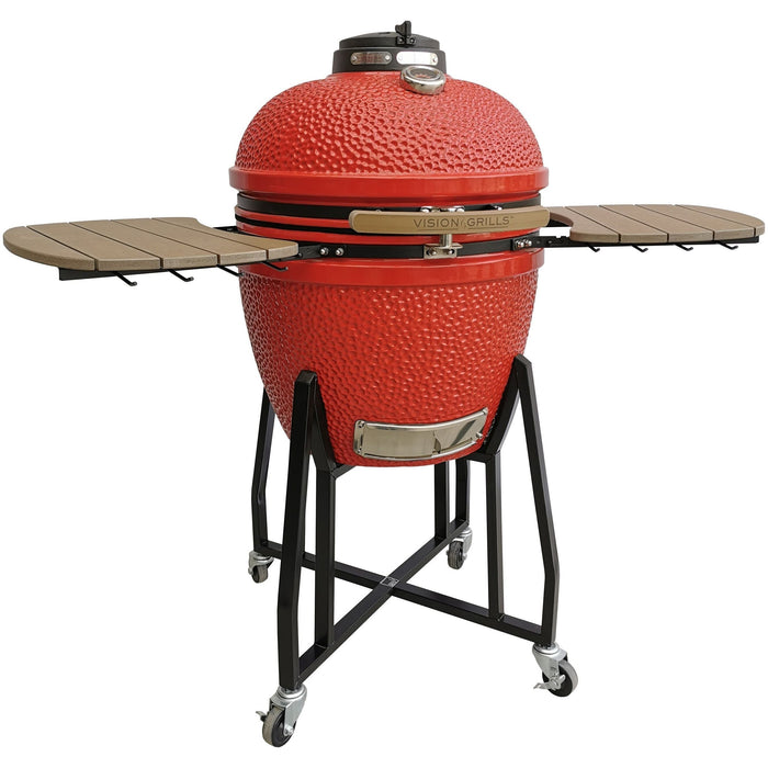 Vision Grills Heavy Duty 1-Series Ceramic Kamado Grill in Red B-R2C2AX-S