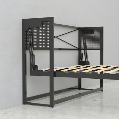 Murphy Bed With Desk & Storage Cabinet, Full Size Coventry Walnut by Leto Muro