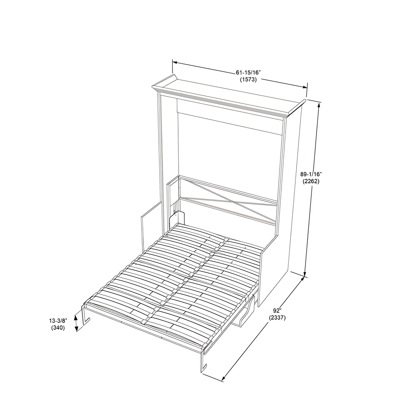 Murphy Bed With Desk & Storage Cabinet, Full Size Coventry Walnut by Leto Muro