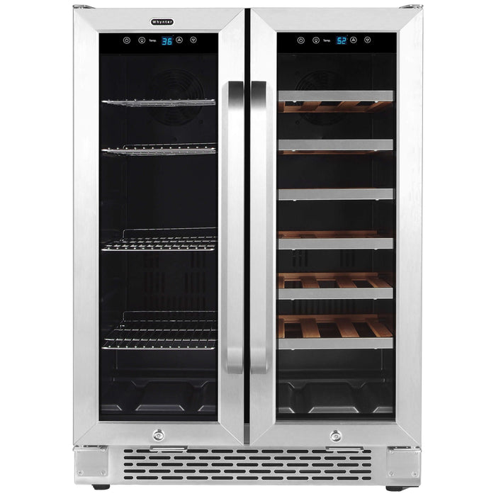 Whynter 24" Built-In French Door Dual Zone 20 Bottle Wine 60 Can Beverage Cooler BWB-2060FDS