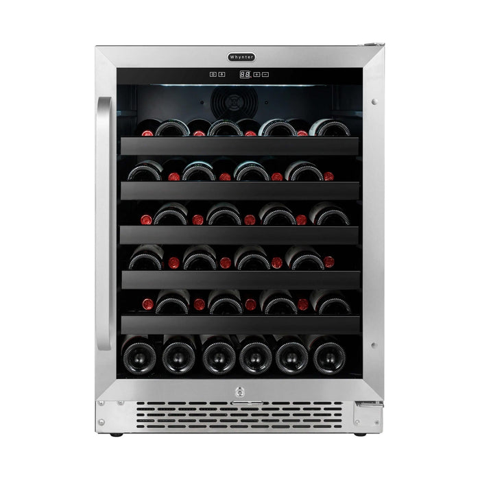 Whynter 24 inch Built-In 46 Bottle Undercounter Stainless Steel Wine Cooler with Reversible Door, Digital Control, Lock and Carbon Filter BWR-408SB